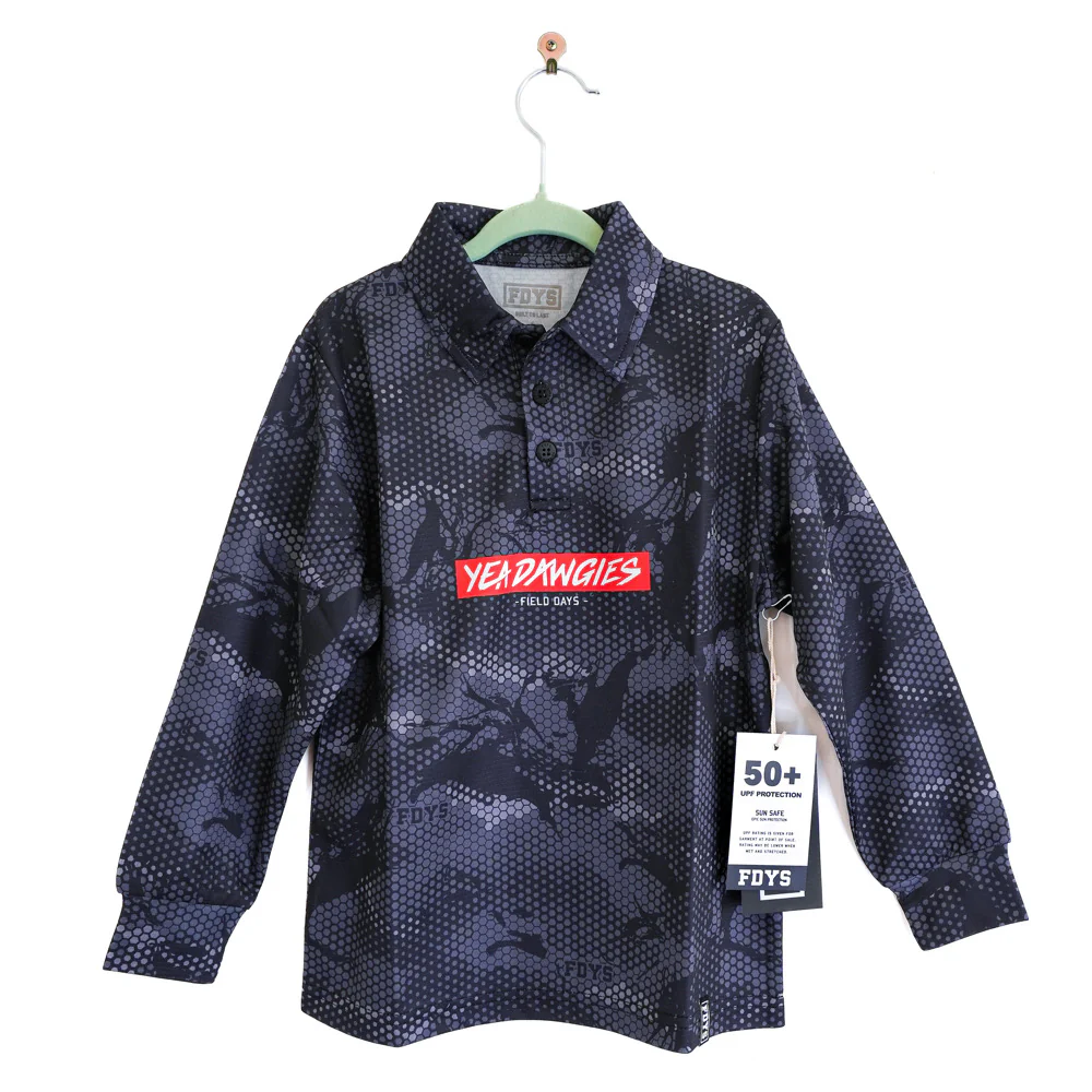 Kids Reeflex Fishing Jersey - Charcoal Camo - Image 2