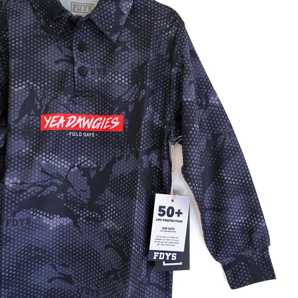 Kids Reeflex Fishing Jersey - Charcoal Camo - Image 3