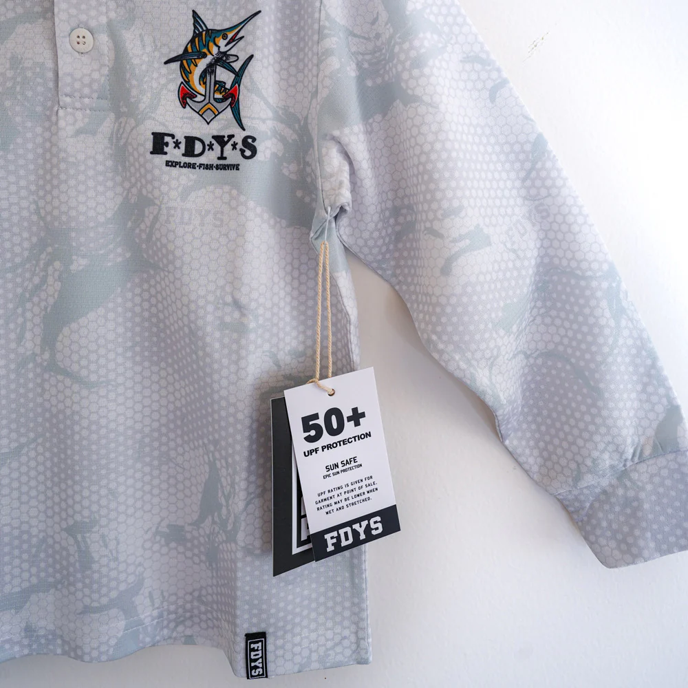 Kids Reeflex Fishing Jersey - White Camo - Image 3